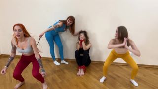 PETITE PRINCESS FEMDOM: THREE SWEATY GIRLS HUMILIATE ONE SLAVE - ASS WORSHIP, FACESIT, SOCK AND ARMPIT SNIFFING - Yoga leggings-0