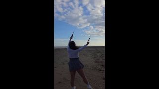 Bambi and Hubby - Curvy Wife Flies A Kite On A Beach And Accidentally Flashes Her Ass and Hairy Pussy, Public Upskirt-9
