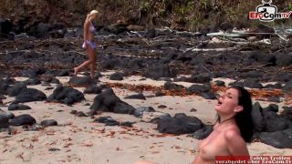 Blonde Masturbate With A Cucumber Watching A Couple At The Beach-3