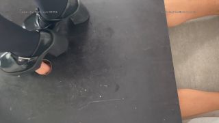 [K2S.CLUB] A Shoejob Date with Wednesday Adams in Mary Jane High Heels -Tramplegirl dressed as Wednesday in stockings and Heels tramples the cum out of her slaves cock - 4K 2160P-6