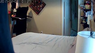 Horny blonde girl masturbating on the bed. hidden cam-1