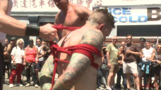 free xxx video 30 Bound hunk publicly tormented and gang fucked for his first Dore Alley on public undress bdsm-2