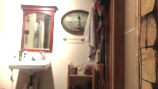 real amateur Real 18yo sister caught on hidden spy cam in the shower, webcam on solo female-0