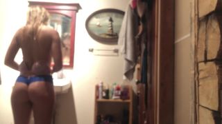 real amateur Real 18yo sister caught on hidden spy cam in the shower, webcam on solo female-8