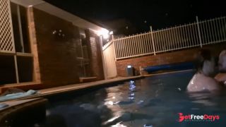 Poolside blowjob and skinny dipping at night-7
