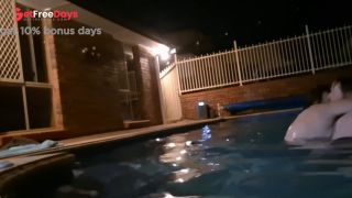 Poolside blowjob and skinny dipping at night-8