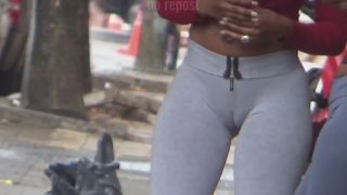 Cameltoe shows ghetto girl's phat pussy-0