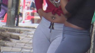 Cameltoe shows ghetto girl's phat pussy-7