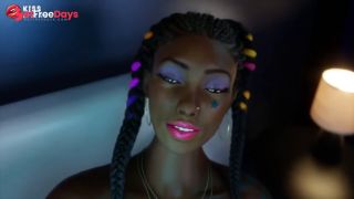 Tattooed Ebony Goddess Kalila Glows in Ecstasy with a Fantasy Glowing Anal Dildo Before Explosive Sq-0