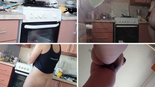 Hermina - Sexy naked wife prepares food in the kitchen. Brunette's hairy pussy, big ass, big tits.-6